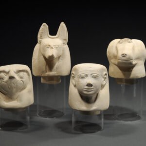 Egyptian Limestone Canopic Jar Lids